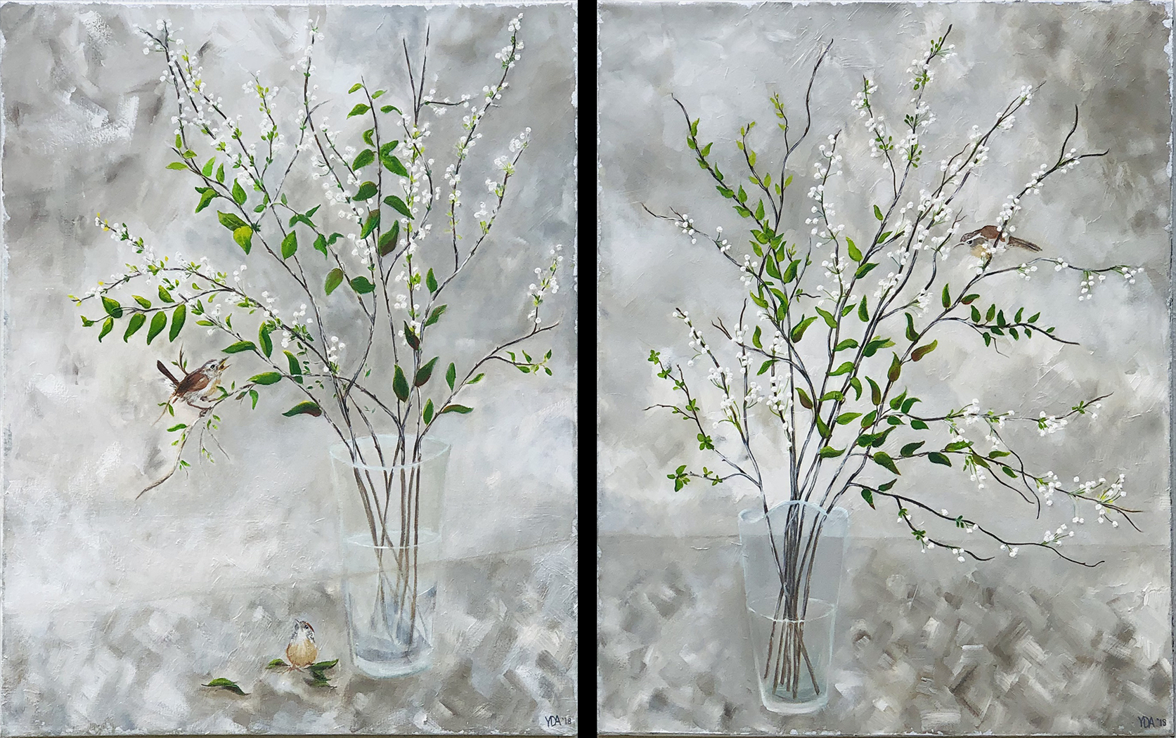 <b>Bridal Wreath</b><br>2-panel, oil on canvas, 30